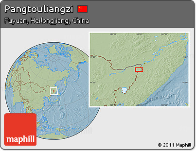Savanna Style Location Map of Pangtouliangzi, hill shading