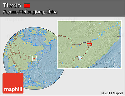 Savanna Style Location Map of Tiexin, hill shading