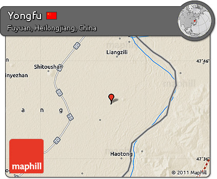 Shaded Relief Map of Yongfu