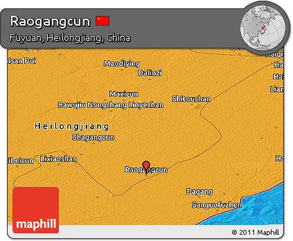 Political Panoramic Map of Raogangcun
