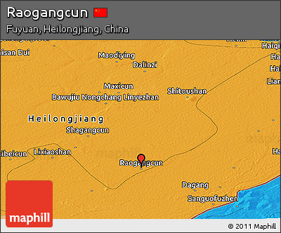 Political Panoramic Map of Raogangcun