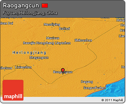 Political Panoramic Map of Raogangcun