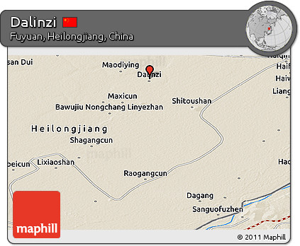 Shaded Relief Panoramic Map of Dalinzi