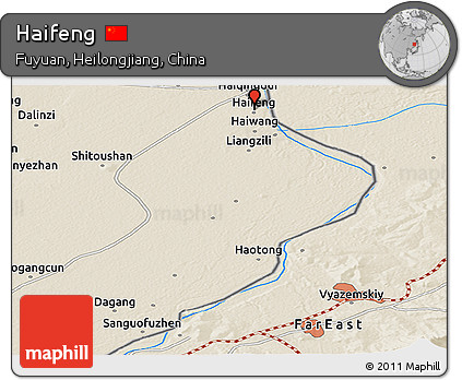 Shaded Relief Panoramic Map of Haifeng