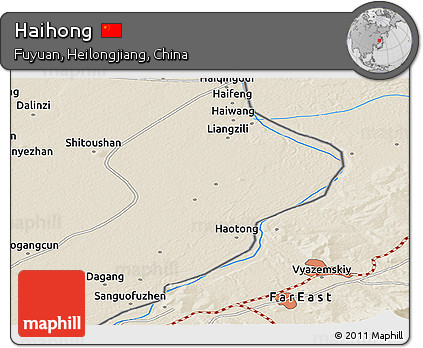 Shaded Relief Panoramic Map of Haihong