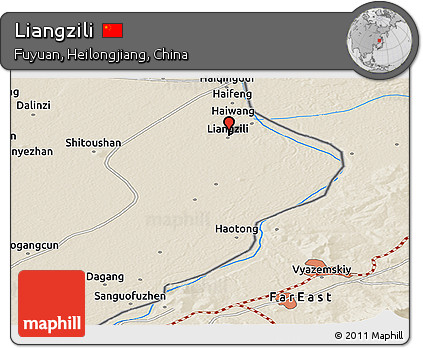 Shaded Relief Panoramic Map of Liangzili