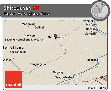 Shaded Relief Panoramic Map of Shitoushan