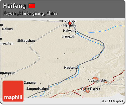 Shaded Relief Panoramic Map of Haifeng
