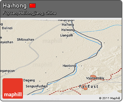 Shaded Relief Panoramic Map of Haihong