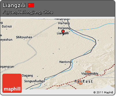 Shaded Relief Panoramic Map of Liangzili