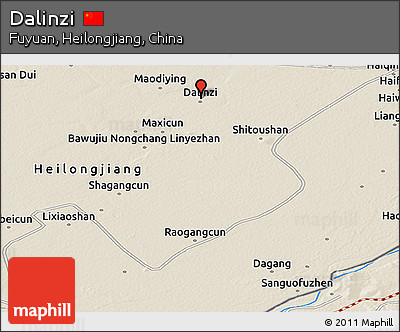 Shaded Relief Panoramic Map of Dalinzi