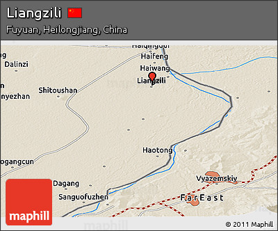 Shaded Relief Panoramic Map of Liangzili