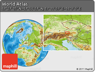 Physical Location Map of the Area around 47° 41' 6" N, 13° 40' 30" E