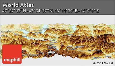 Physical Panoramic Map of the Area around 47° 41' 6" N, 13° 40' 30" E