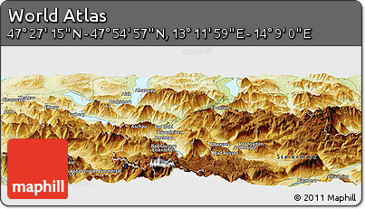 Physical Panoramic Map of the Area around 47° 41' 6" N, 13° 40' 30" E