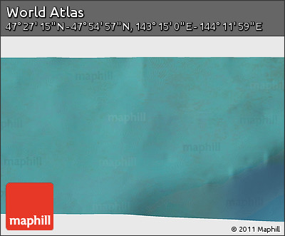 Satellite 3D Map of the Area around 47° 41' 6" N, 143° 43' 29" E