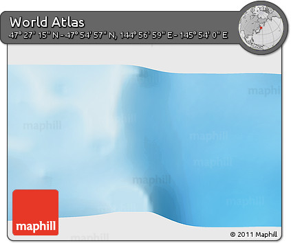 Physical 3D Map of the Area around 47° 41' 6" N, 145° 25' 30" E