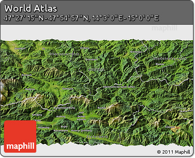 Satellite 3D Map of the Area around 47° 41' 6" N, 14° 31' 30" E