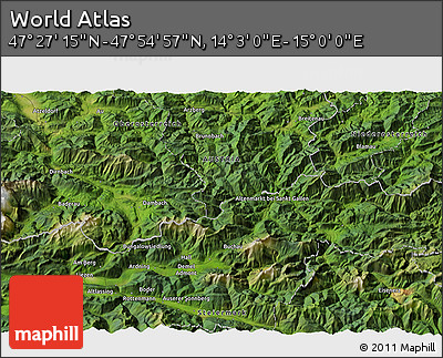 Satellite 3D Map of the Area around 47° 41' 6" N, 14° 31' 30" E