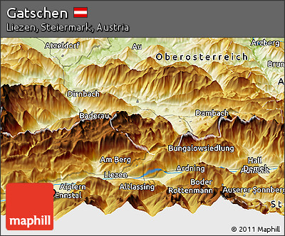 Physical Panoramic Map of Gatschen