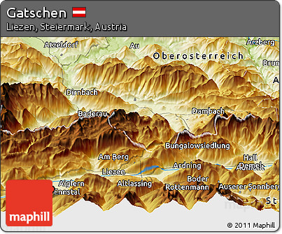 Physical Panoramic Map of Gatschen