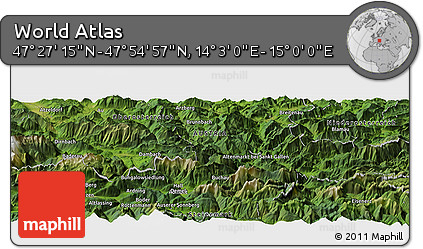 Satellite Panoramic Map of the Area around 47° 41' 6" N, 14° 31' 30" E