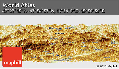Physical Panoramic Map of the Area around 47° 41' 6" N, 15° 22' 30" E