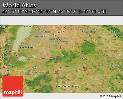 Satellite 3D Map of the Area around 47° 41' 6" N, 17° 4' 30" E