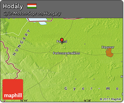 Physical Map of Hodály