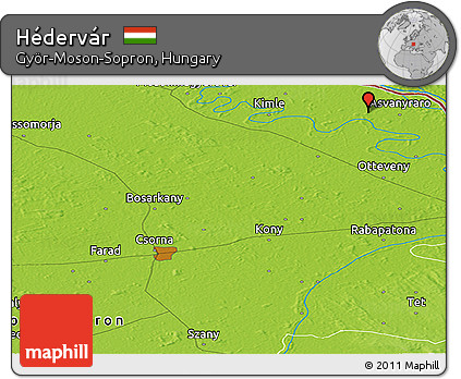 Physical Panoramic Map of Hédervár