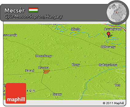 Physical Panoramic Map of Mecsér
