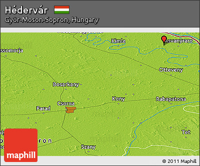 Physical Panoramic Map of Hédervár