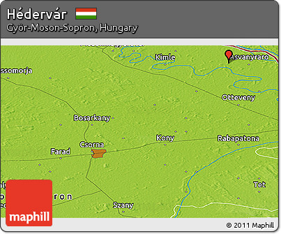 Physical Panoramic Map of Hédervár