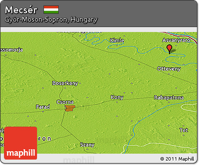 Physical Panoramic Map of Mecsér