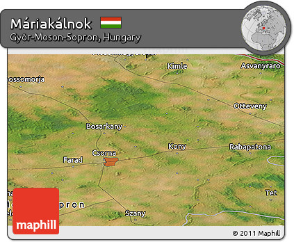 Satellite Panoramic Map of Máriakálnok