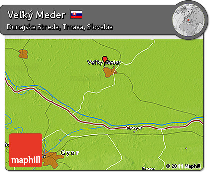 Physical 3D Map of Veľký Meder