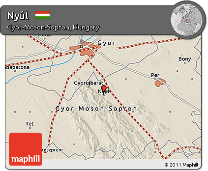 Shaded Relief 3D Map of Nyúl