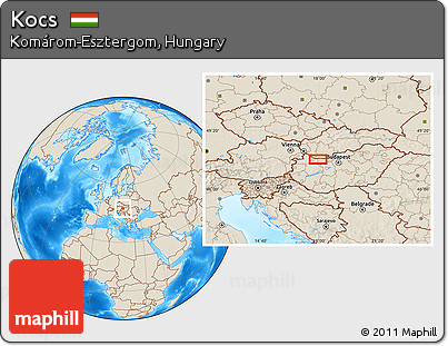 Shaded Relief Location Map of Kocs