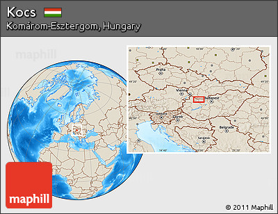 Shaded Relief Location Map of Kocs