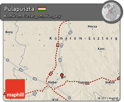 Shaded Relief Map of Pulapuszta