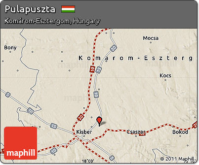 Shaded Relief Map of Pulapuszta