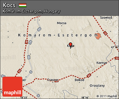 Shaded Relief Map of Kocs
