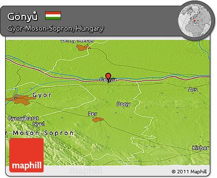 Physical Panoramic Map of Gönyů