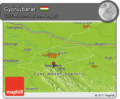 Physical Panoramic Map of Győrújbarát