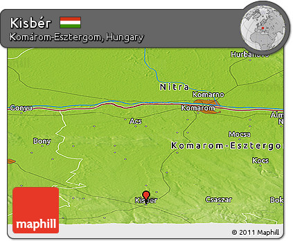 Physical Panoramic Map of Kisbér