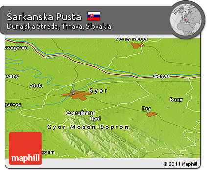 Physical Panoramic Map of Šarkanska Pusta
