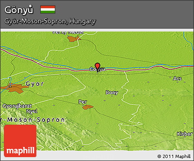 Physical Panoramic Map of Gönyů