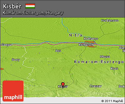 Physical Panoramic Map of Kisbér