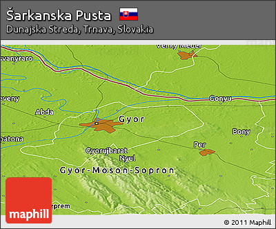 Physical Panoramic Map of Šarkanska Pusta