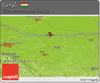 Physical Panoramic Map of Gönyů